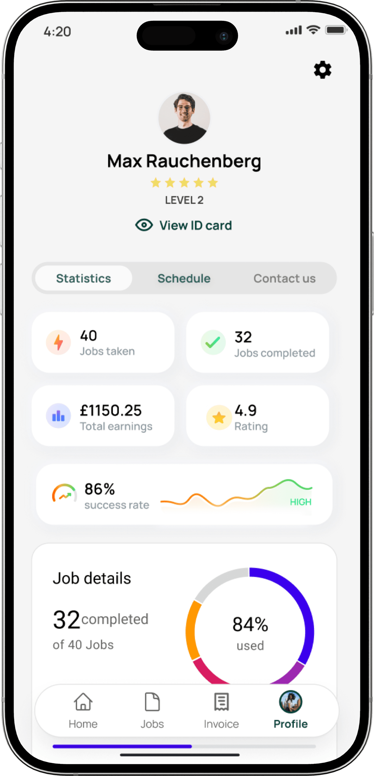 WeProcess app user profile and earnings dashboard for process serving jobs